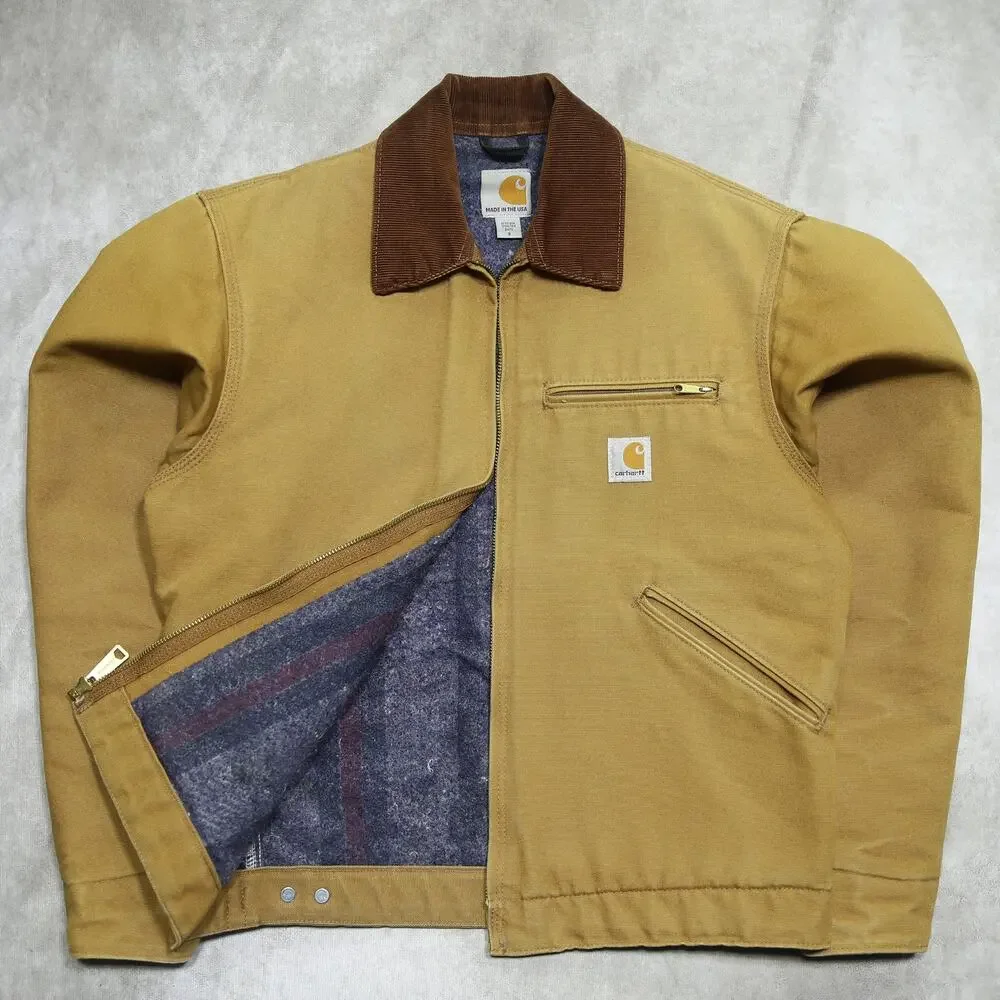 Vintage Carhartt J001 BRN Faded Brown Detroit Jacket Size Small - Picture 2 of 16